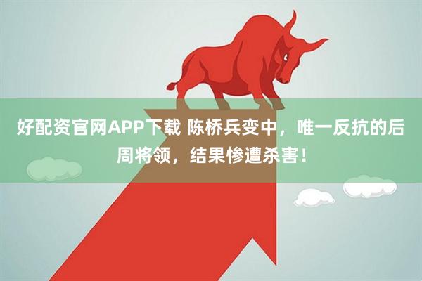 好配资官网APP下载 陈桥兵变中，唯一反抗的后周将领，结果惨遭杀害！